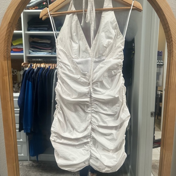 Zara White Ruched Halter Mini Dress - Picture 4 of 5